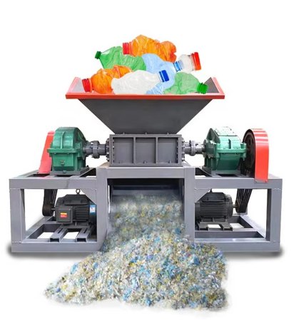 Similar machines but small are used in the manufacturing process to shred the bottles etc.